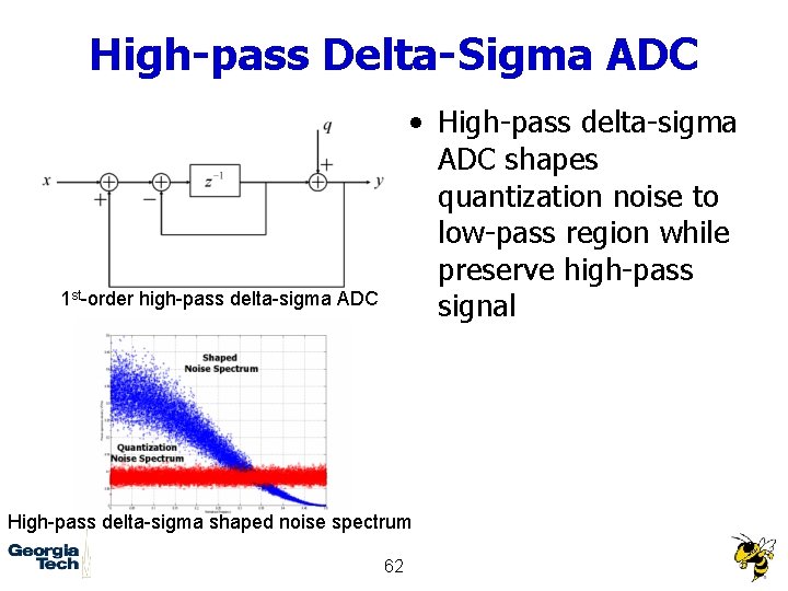 High-pass Delta-Sigma ADC • High-pass delta-sigma ADC shapes quantization noise to low-pass region while