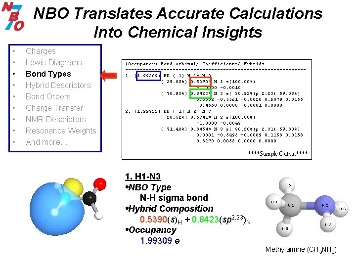 NBO Translates Accurate Calculations Into Chemical Insights • • • Charges Lewis Diagrams Bond