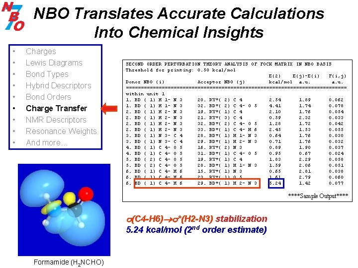 NBO Translates Accurate Calculations Into Chemical Insights • • • Charges Lewis Diagrams Bond