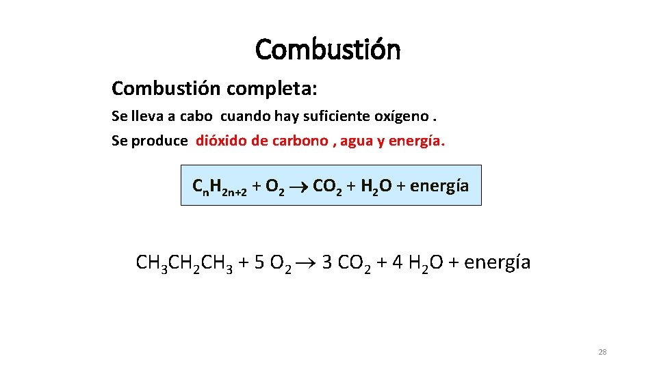 Combustión completa: Se lleva a cabo cuando hay suficiente oxígeno. Se produce dióxido de