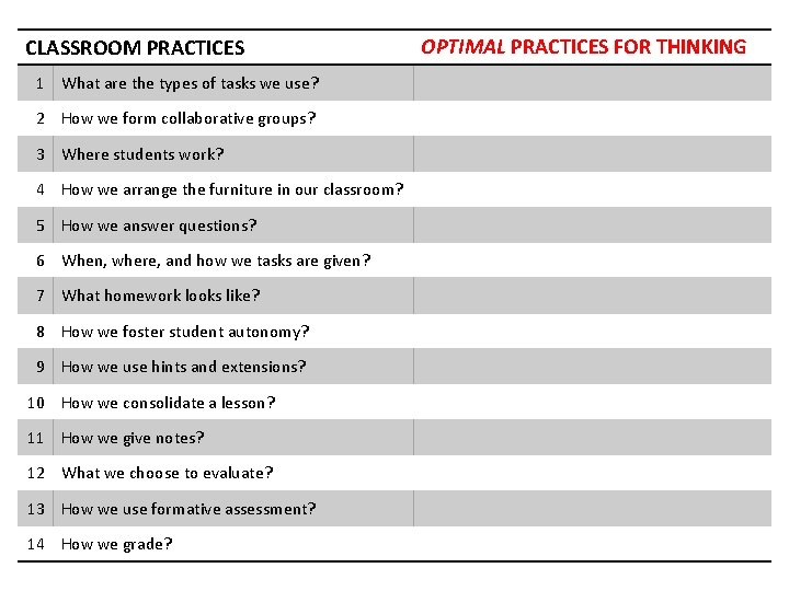 CLASSROOM PRACTICES 1 What are the types of tasks we use? 2 How we