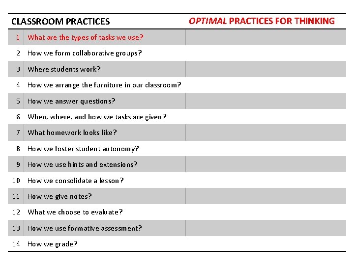 CLASSROOM PRACTICES 1 What are the types of tasks we use? 2 How we