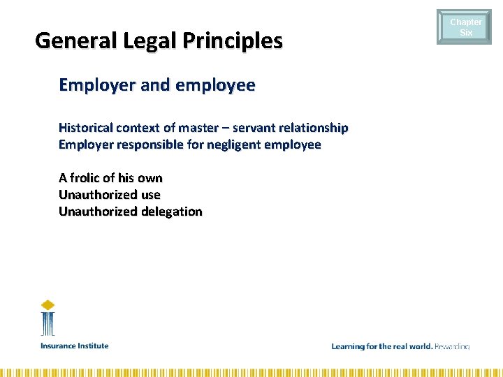 General Legal Principles Employer and employee Historical context of master – servant relationship Employer
