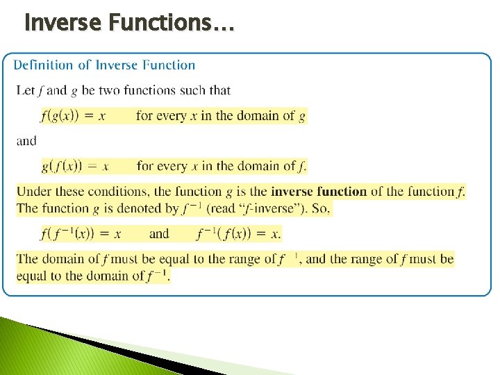 Inverse Functions… 