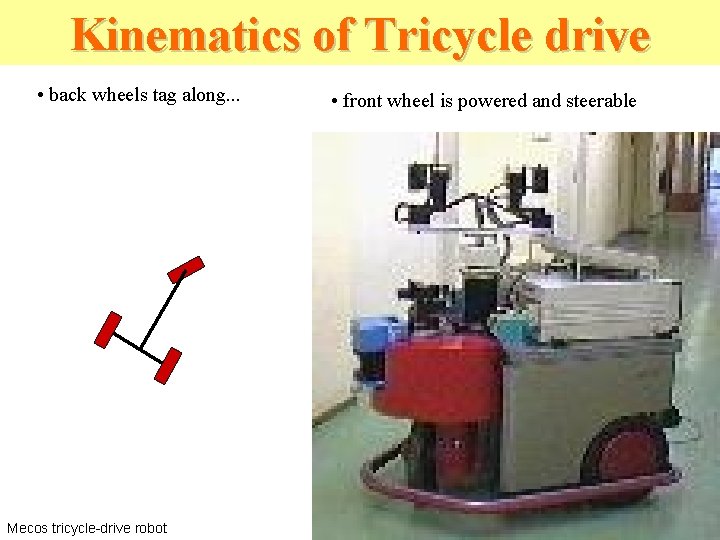 Kinematics of Tricycle drive • back wheels tag along. . . Mecos tricycle-drive robot