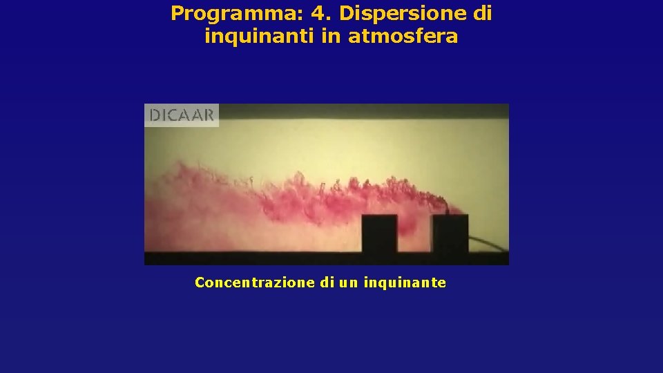 Programma: 4. Dispersione di inquinanti in atmosfera Concentrazione di un inquinante 