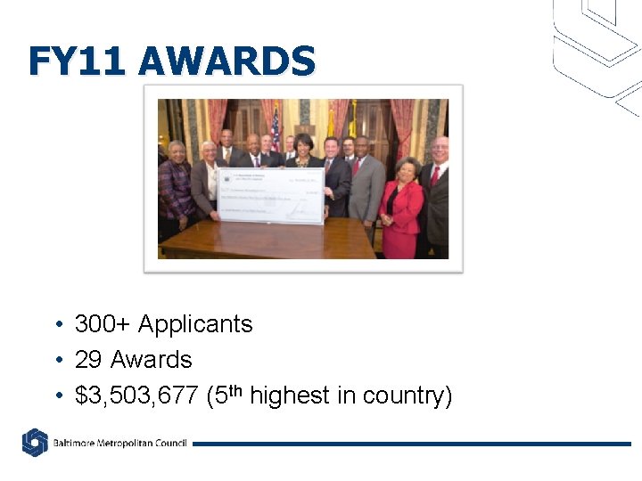 FY 11 AWARDS • 300+ Applicants • 29 Awards • $3, 503, 677 (5