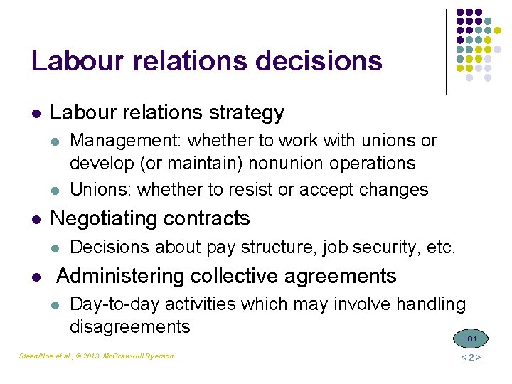 Labour relations decisions l Labour relations strategy l l l Negotiating contracts l l