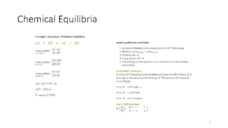 Chemical Equilibria 2 