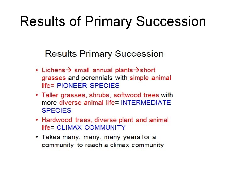 Results of Primary Succession 