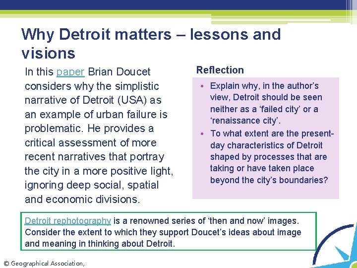 Why Detroit matters – lessons and visions In this paper Brian Doucet considers why