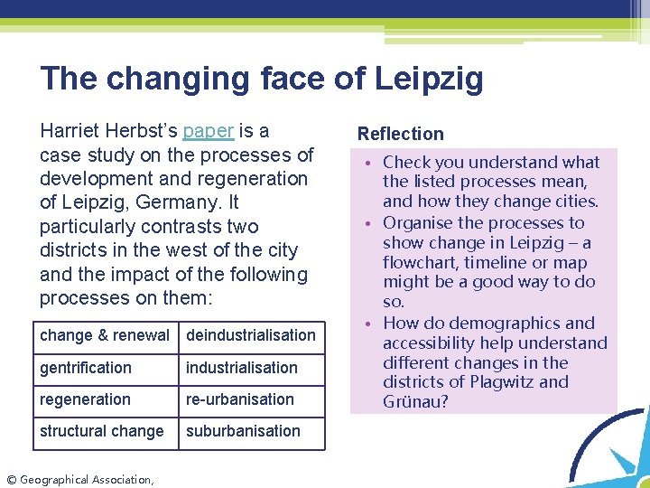 The changing face of Leipzig Harriet Herbst’s paper is a case study on the