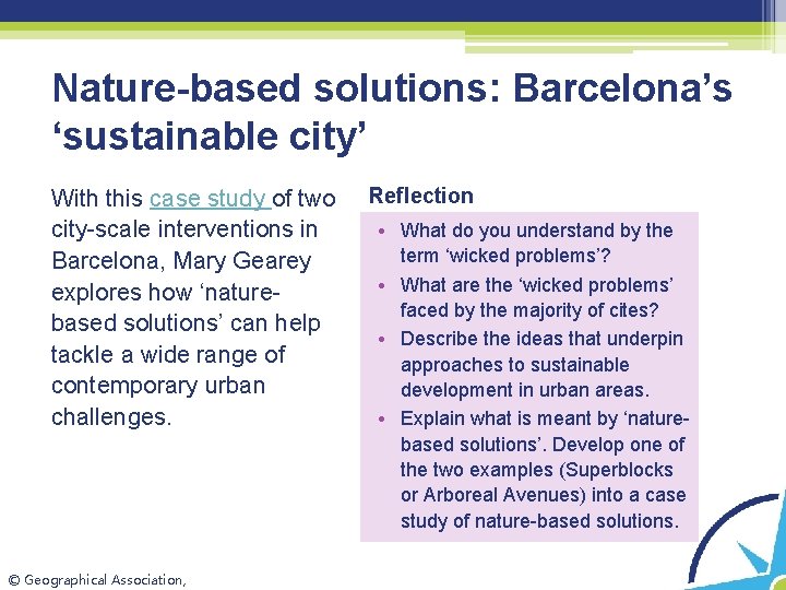 Nature-based solutions: Barcelona’s ‘sustainable city’ With this case study of two city-scale interventions in