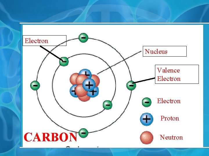 Electron Nucleus Valence Electron Proton CARBON Neutron 