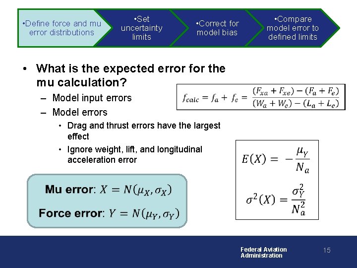  • Define force and mu error distributions • Set uncertainty limits • Compare