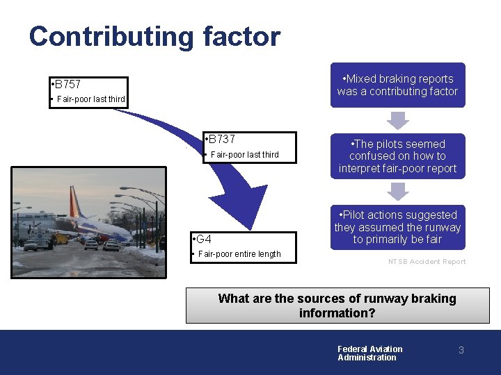 Contributing factor • Mixed braking reports was a contributing factor • B 757 •