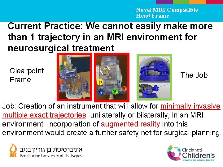 Novel MRI Compatible Head Frame Current Practice: We cannot easily make more than 1
