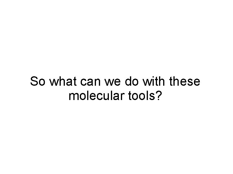 So what can we do with these molecular tools? 