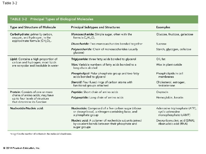 Table 3 -2 © 2014 Pearson Education, Inc. 