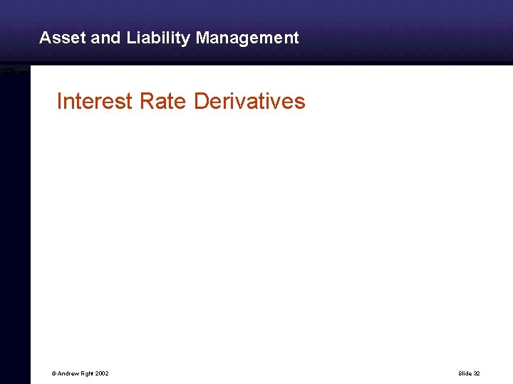 Asset and Liability Management Interest Rate Derivatives © Andrew Fight 2002 Slide 32 