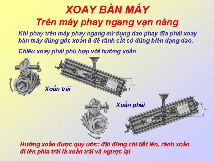 XOAY BÀN MÁY Trên máy phay ngang vạn năng Khi phay trên máy phay