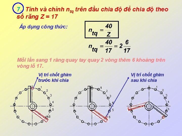 7. Tính và chỉnh ntq trên đầu chia độ để chia độ theo số