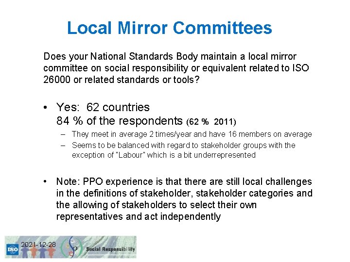 Local Mirror Committees Does your National Standards Body maintain a local mirror committee on