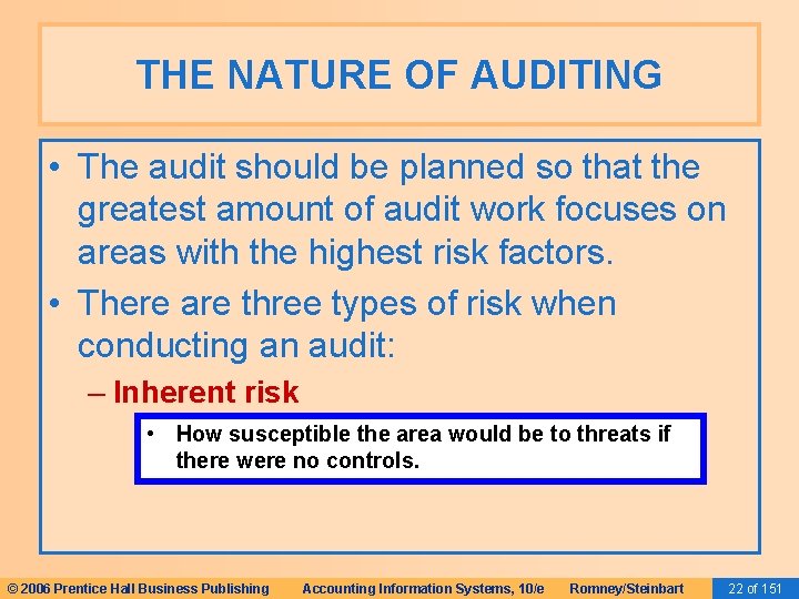 THE NATURE OF AUDITING • The audit should be planned so that the greatest