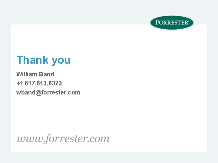Thank you William Band +1 617. 613. 6323 wband@forrester. com 