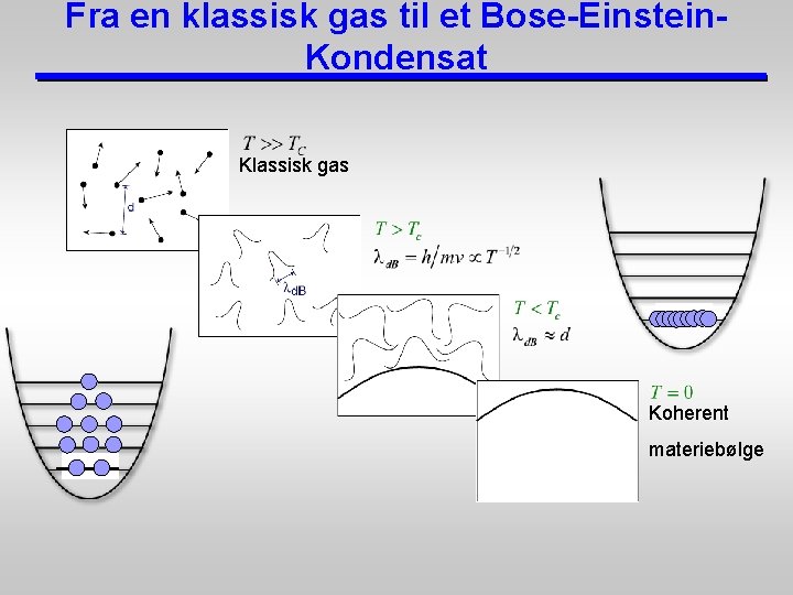 Fra en klassisk gas til et Bose-Einstein. Kondensat Klassisk gas Koherent materiebølge 