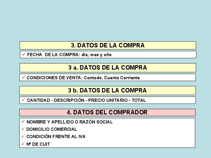 3. DATOS DE LA COMPRA ü FECHA DE LA COMPRA: día, mes y año