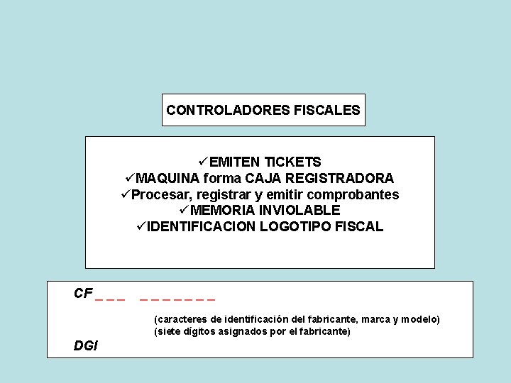 CONTROLADORES FISCALES üEMITEN TICKETS üMAQUINA forma CAJA REGISTRADORA üProcesar, registrar y emitir comprobantes üMEMORIA