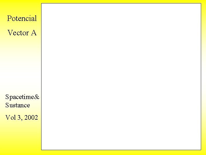 Potencial Vector A Spacetime& Sustance Vol 3, 2002 Potencial Vector A Spacetime& Sustance Vol 3, 2002