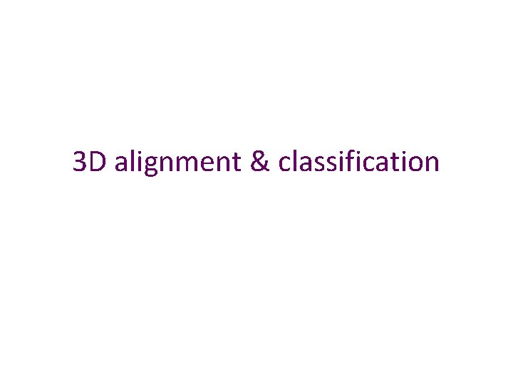 3 D alignment & classification 