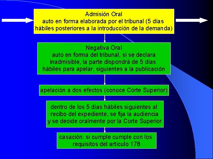 Admisión Oral auto en forma elaborada por el tribunal (5 días hábiles posteriores a