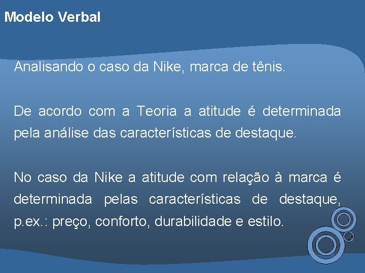 Modelo Verbal Analisando o caso da Nike, marca de tênis. De acordo com a