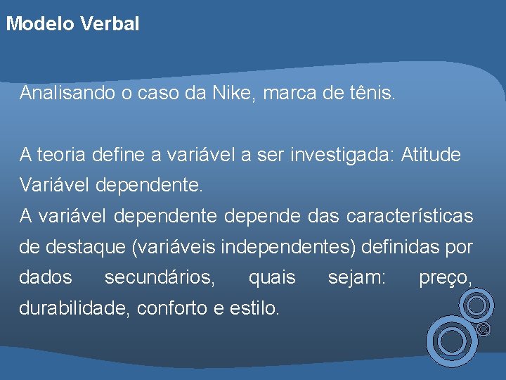 Modelo Verbal Analisando o caso da Nike, marca de tênis. A teoria define a