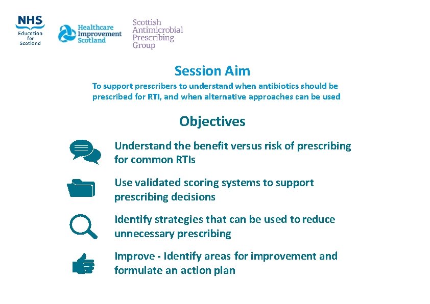 Session Aim To support prescribers to understand when antibiotics should be prescribed for RTI,