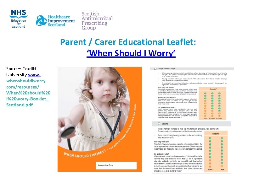 Parent / Carer Educational Leaflet: ‘When Should I Worry’ Source: Cardiff University www. whenshouldiworry.