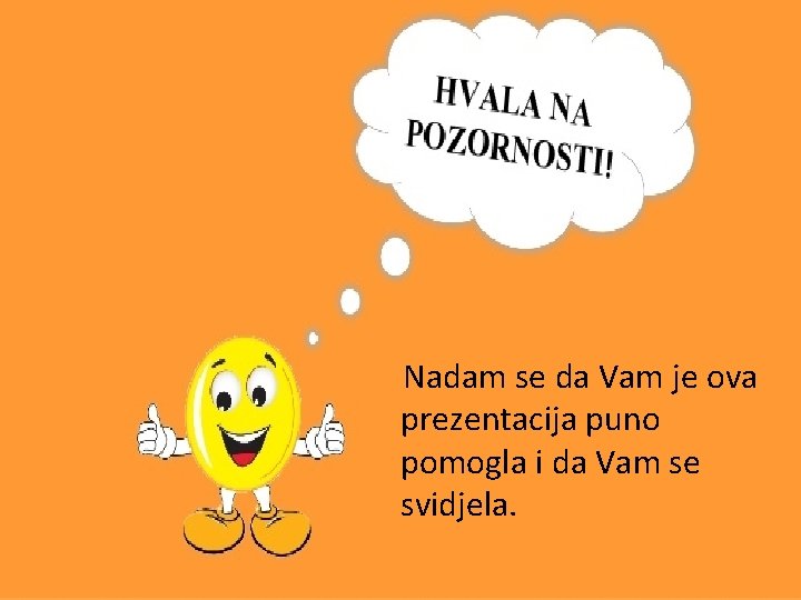 Nadam se da Vam je ova prezentacija puno pomogla i da Vam se svidjela.