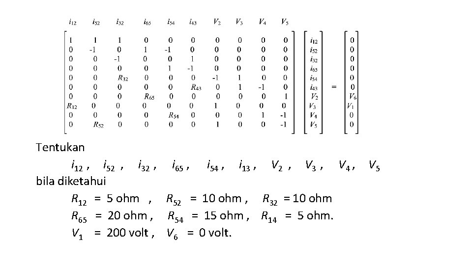 Tentukan i 12 , i 52 , i 32 , i 65 , i