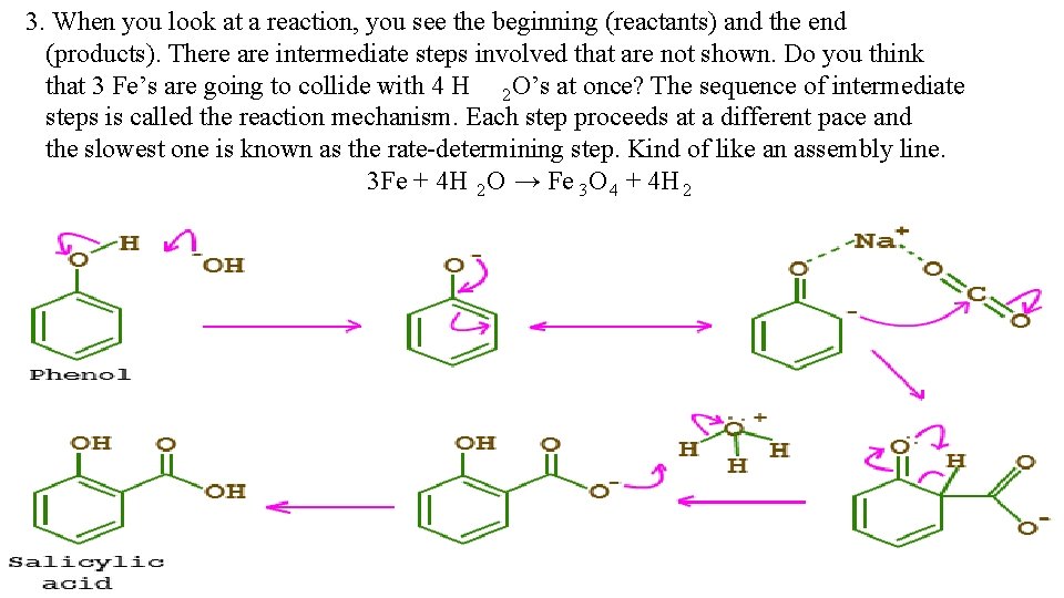3. When you look at a reaction, you see the beginning (reactants) and the