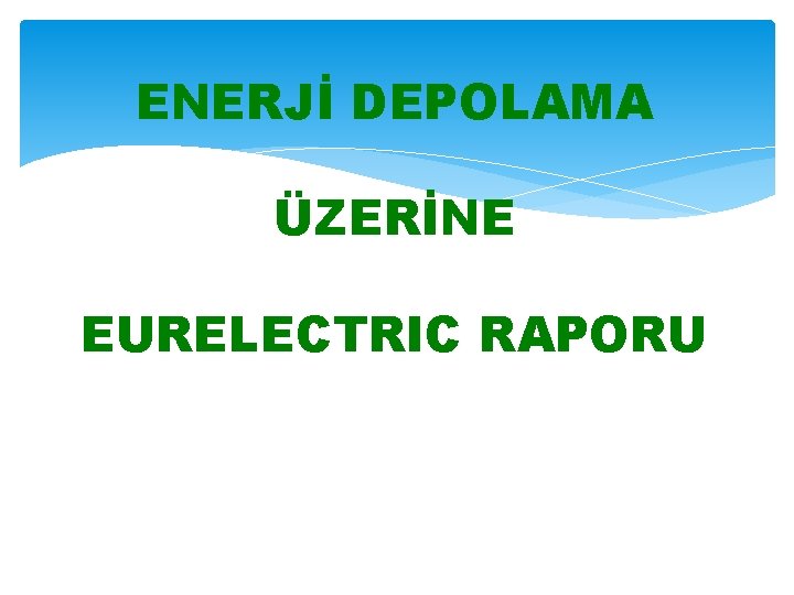 ENERJİ DEPOLAMA ÜZERİNE EURELECTRIC RAPORU 