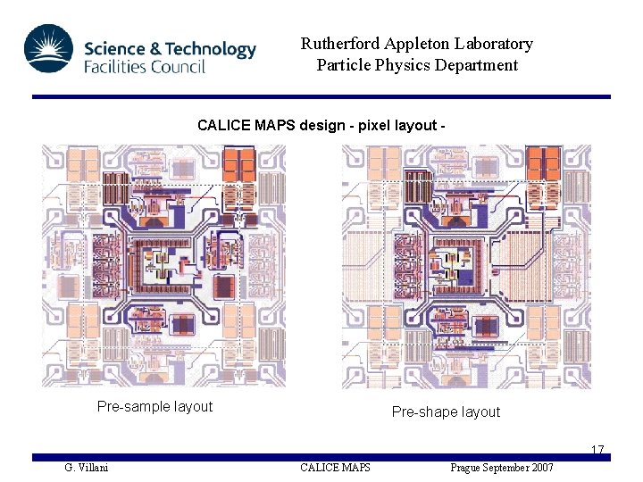 Rutherford Appleton Laboratory Particle Physics Department CALICE MAPS design - pixel layout - Pics