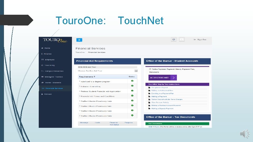Touro. One: Touch. Net 
