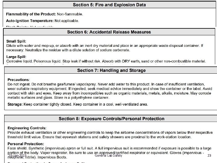 28‐Jan‐ 2019 General Lab Safety 23 