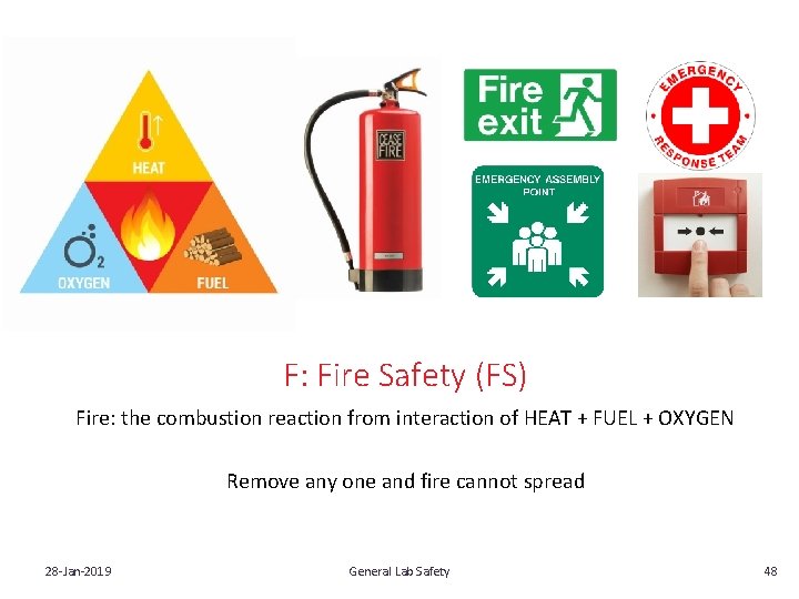 F: Fire Safety (FS) Fire: the combustion reaction from interaction of HEAT + FUEL