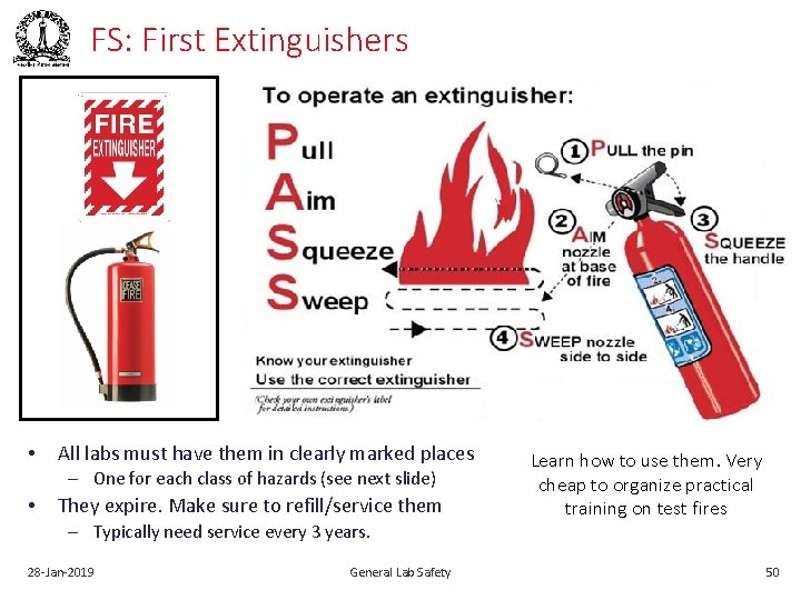 FS: First Extinguishers • All labs must have them in clearly marked places –