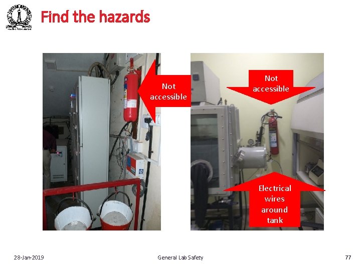Find the hazards Not accessible Electrical wires around tank 28‐Jan‐ 2019 General Lab Safety
