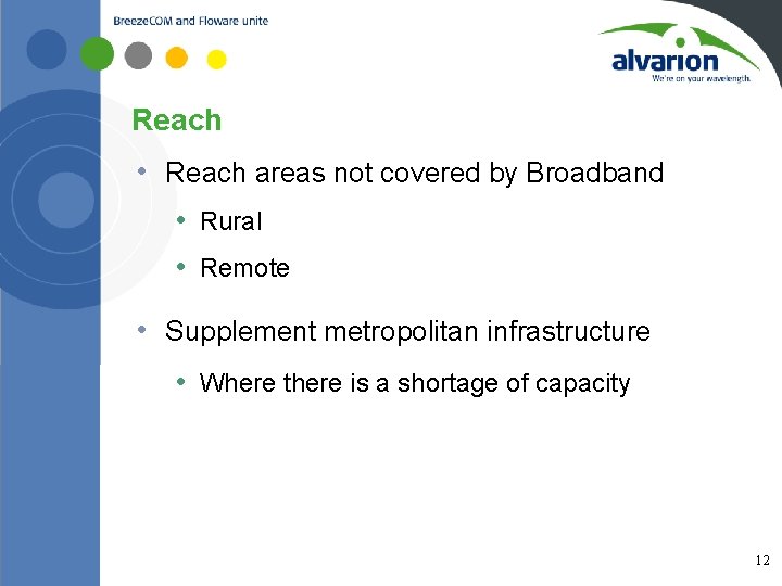 Reach • Reach areas not covered by Broadband • Rural • Remote • Supplement